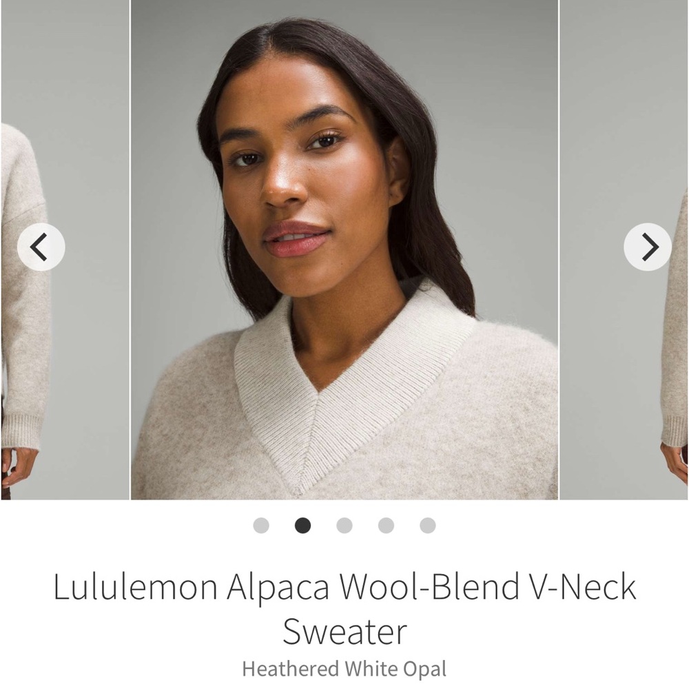 Lululemon alpaca wool V-neck sweater white opal size small - Picture 2 of 8